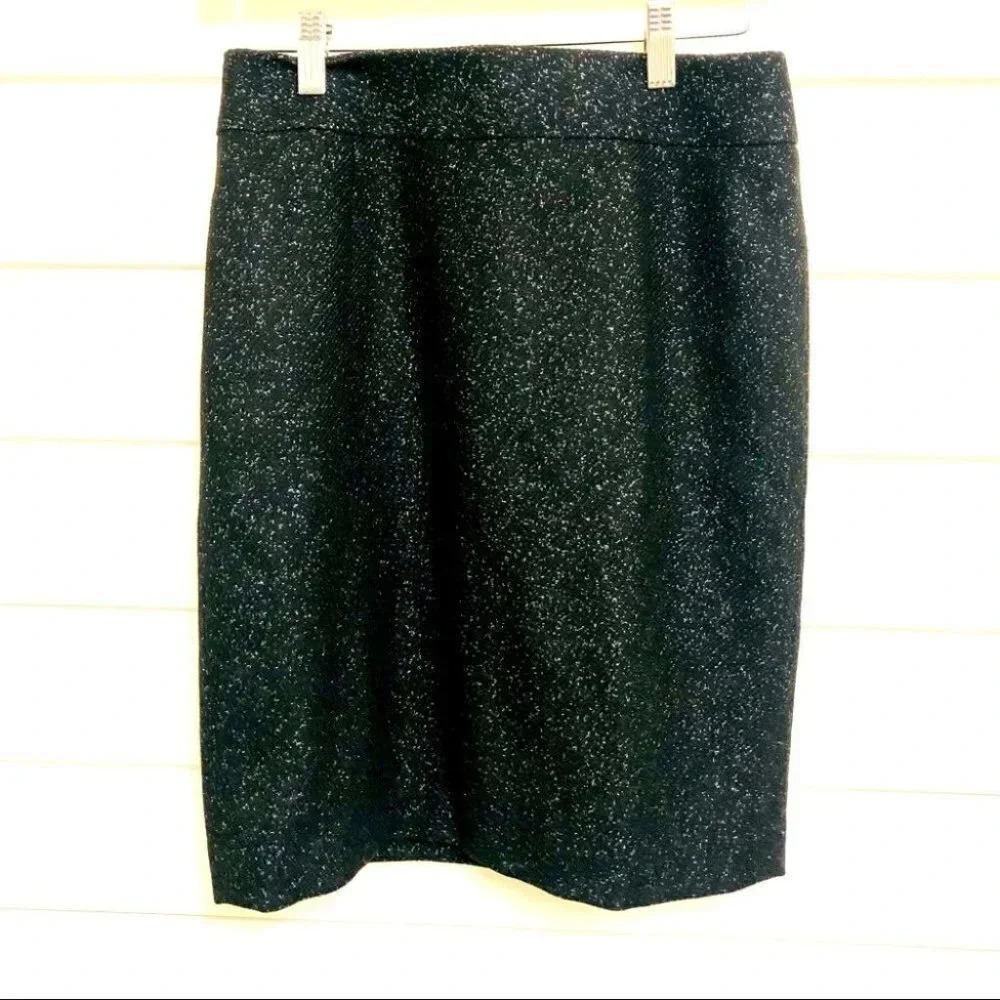 Halogen Black with Silver Sparkle Wool Pencil Skirt Size 2